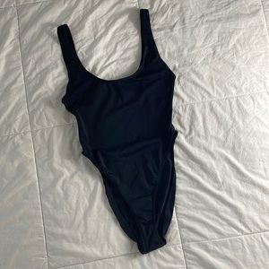 90’s Black Satin Bodysuit Small